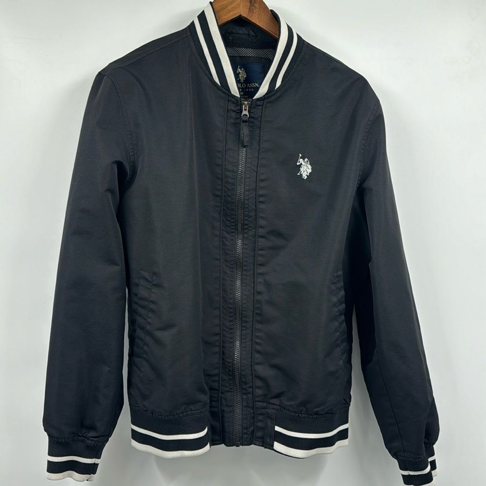 US Polo Assn Black Bomber Jacket Medium